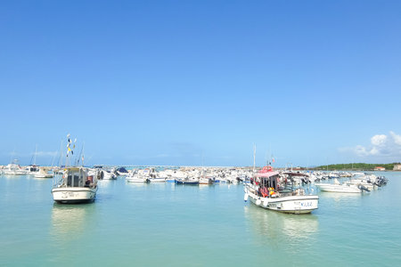 Vada, Italy - Circa September 2017. Sunny day in harbor. View of boats moored in a small town Vada on the coast of the Ligurian Sea. Province Livorno, Tuscany region of Italy.のeditorial素材