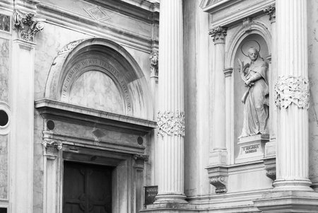 Venice, Italy - Circa August 2017. Venetian architecture details. Facade of Venetian museum (Scuola...