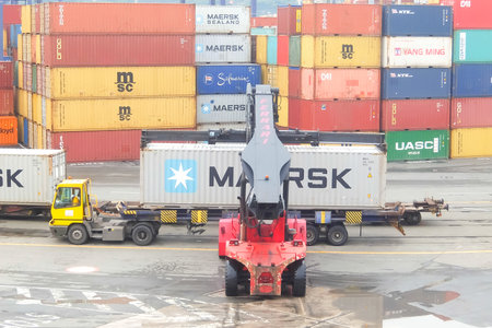 La Spezia, Italy - Circa September 2017. Containers in the port of La Speziaのeditorial素材