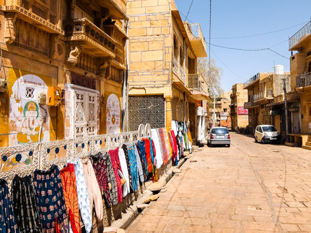Jaisalmer, India - Circa March, 2018. Street shop in Jaisalmer fort.のeditorial素材