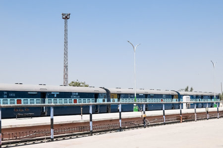 Jaisalmer, India - Circa March 2018. View of sleeper coach on the train station.のeditorial素材