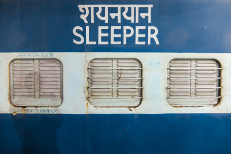 Jaisalmer, India - Circa March 2018. View of sleeper coach on the train station.のeditorial素材