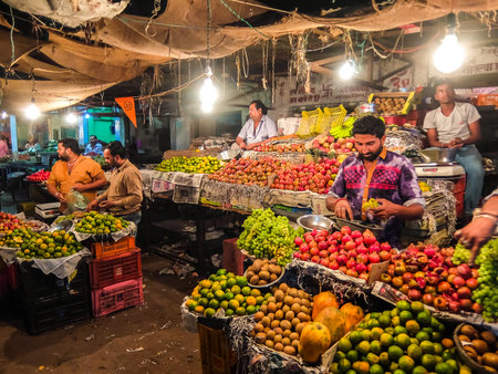 Bikaner, India - Circa March 2018. Vegetable market in Bikaner.のeditorial素材