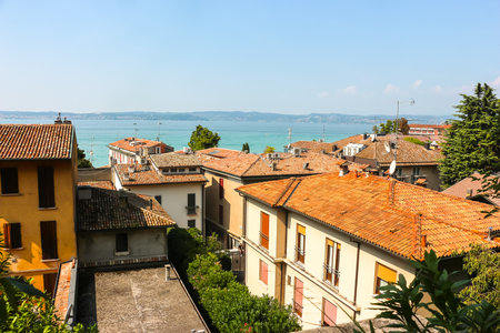 Sirmione, Italy - Circa September 2018. Sunny day in beautiful town Sirmione, located on Garda lake.のeditorial素材