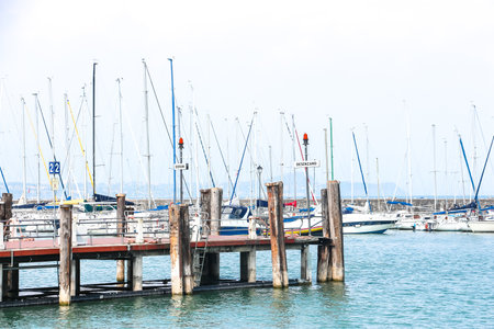 Desenzano del Garda, Italy - Circa September 2018. Sunny day in small town Desenzano, located on Garda lake.のeditorial素材