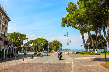 Desenzano del Garda, Italy - Circa September 2018. Sunny day in small town Desenzano, located on Garda lake.のeditorial素材
