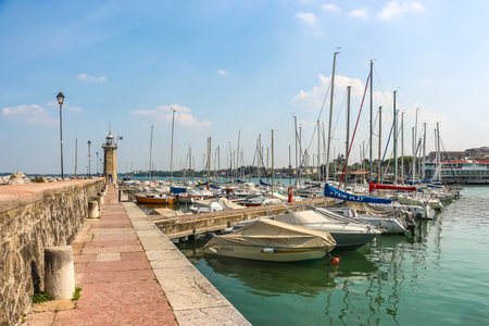 Desenzano del Garda, Italy - Circa September 2018. Sunny day in small town Desenzano, located on Garda lake.のeditorial素材