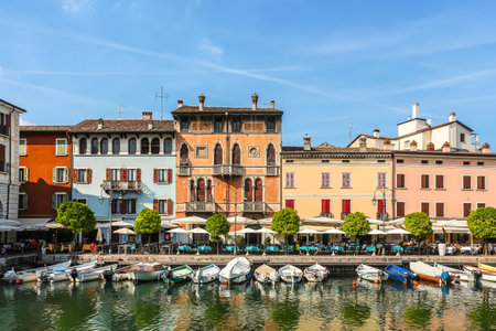 Desenzano del Garda, Italy - Circa September 2018. Sunny day in small town Desenzano, located on Garda lake.のeditorial素材