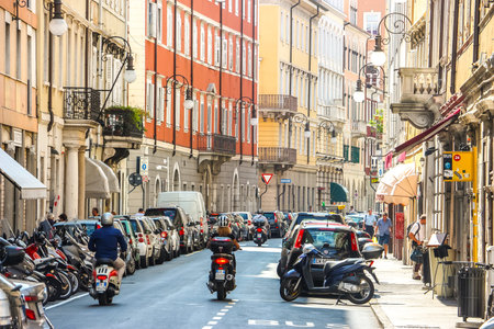 Trieste, Italy - Circa August 2018. Beautiful streets of Trieste in sunny day.のeditorial素材