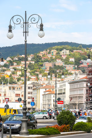 Trieste, Italy - Circa August 2018. Beautiful streets of Trieste in sunny day.のeditorial素材