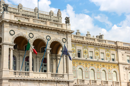 Trieste, Italy - Circa August 2018. View of Government of Trieste building in sunny day.のeditorial素材