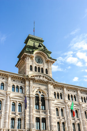 Trieste, Italy - Circa August 2018. View of Comune di Trieste building in sunny day.のeditorial素材