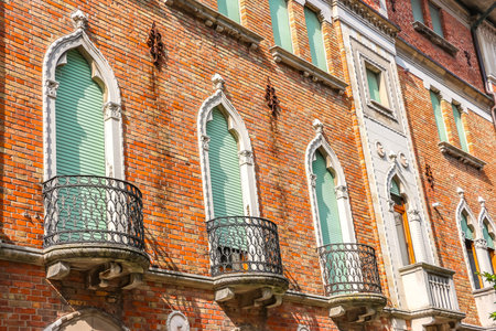 Grado, Italy - Circa August 2018. Beautiful streets of Grado in sunny day.のeditorial素材