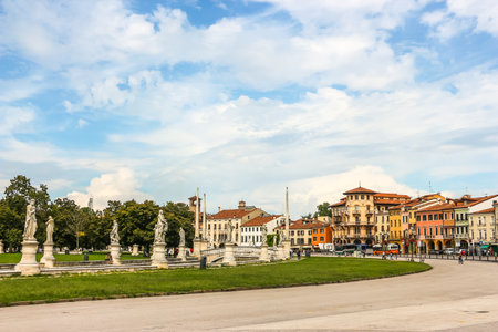 Padova, Italy - Circa September 2018. View of Prato della Valle square in sunny day.のeditorial素材