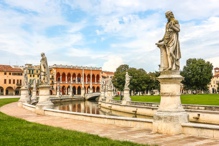 Padova, Italy - Circa September 2018. View of Prato della Valle square in sunny day.のeditorial素材