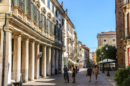 Vicenza, Italy - Circa September 2018. Beautiful streets of Vicenza in sunny day.のeditorial素材