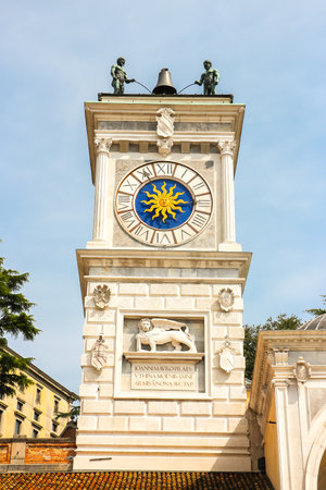 Udine, Italy - Circa August 2018. View of piazza della Liberta (square of Liberty) in Udine.のeditorial素材
