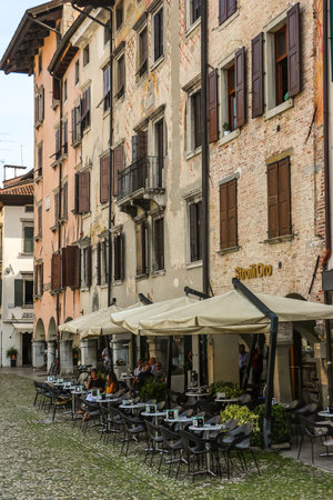 Udine, Italy - Circa August 2018. Main square of Udine (Piazza Giacomo Matteotti).のeditorial素材