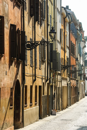 Parma, Italy - Circa September 2018. Beautiful architecture of Parma city centre.