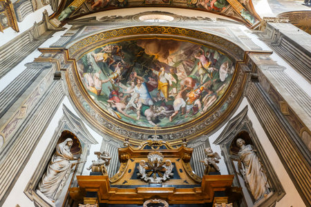Parma, Italy - Circa September 2018. Interiors of catholic church (Cattedrale di Parma).