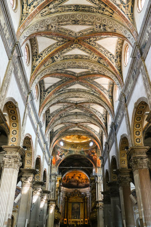 Parma, Italy - Circa September 2018. Interiors of catholic church (Chiesa di San Giovanni Evangelista).のeditorial素材