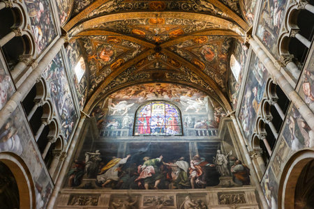 Parma, Italy - Circa September 2018. Interiors of catholic church (Cattedrale di Parma).のeditorial素材