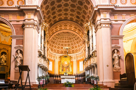 Reggio Emilia, Italy - Circa September 2018. Beautiful interiors of Reggio Emilia Cathedral (Cattedrale di Santa Maria Assunta).のeditorial素材