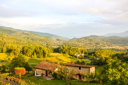 Castiglione di Garfagnana, Italy - Circa September 2018. Beautiful landscape in Italian nountains near Castiglione di Garfagnana.のeditorial素材