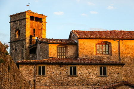 Castiglione di Garfagnana, Italy - Circa September 2018. Beautiful architecture of small commune Castiglione di Garfagnana.のeditorial素材