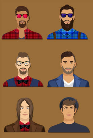 Collection of isolated men character avatars vectorの写真素材