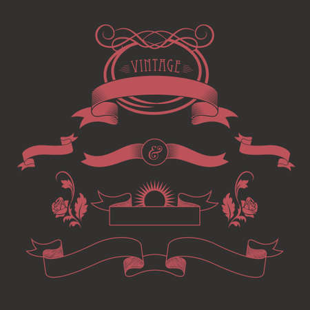 Collection of trendy isolated Vintage ribbons vectorの写真素材
