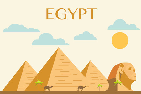 Concept of Egyptian pyramids in desert vector
