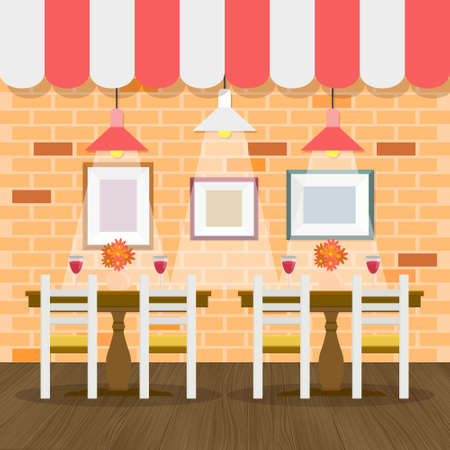 Restaurant interior with bricks wall vector for your ideasのイラスト素材