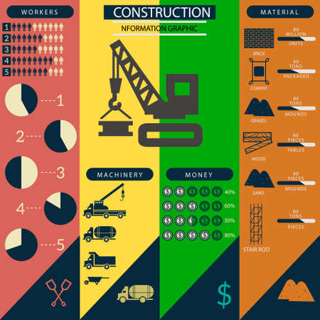 Collection of Construction information graphics, Construction elements  vectorのイラスト素材