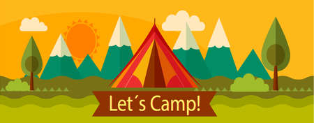 Banner concept of outdoor isolated  advenrute campingのイラスト素材