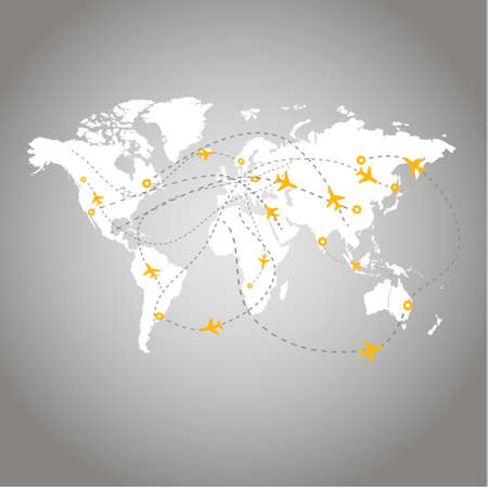 Concept of Travel map with plane and earth mapのイラスト素材