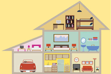 House inside with rooms vector for your ideasのイラスト素材