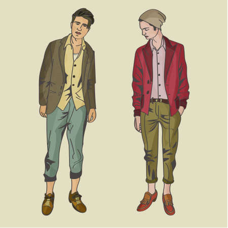 Modern Male Hipster Models vector for your ideasのイラスト素材