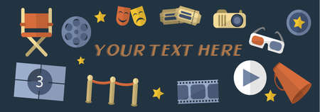 Concept of Flat Cinema banner with isolated objectsのイラスト素材