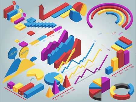 Collection of Isometric isolated information graphics setのイラスト素材