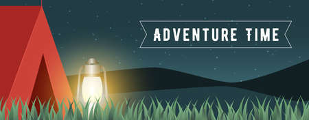 Banner concept of outdoor isolated  advenrute campingのイラスト素材