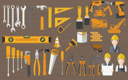 Collection of Construction engineering tools pack vectorのイラスト素材