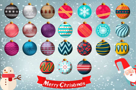 Christmas isolated Baubles colletion in different stylesのイラスト素材