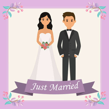 The Bride and Groom just married brochureのイラスト素材