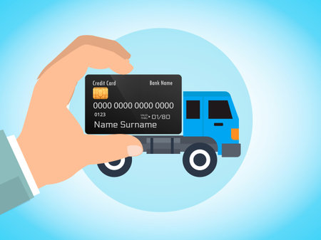 Hand hold credit card like car conceptのイラスト素材