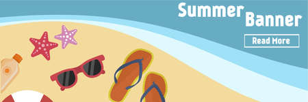 Summer beach background with isolated elements vectorのイラスト素材