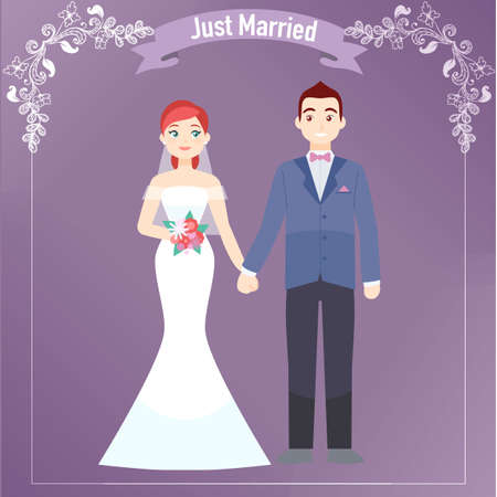 The Bride and Groom just married brochureのイラスト素材