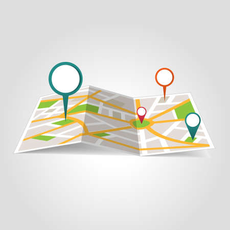 Isometric location map with map points on white background vectorのイラスト素材