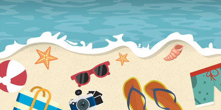 Summer beach background with isolated elements vector