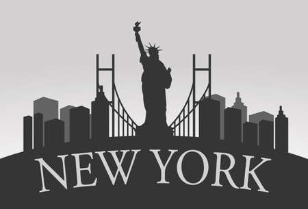 New York Silhouette Landscape concept vector black on grey backgroundのイラスト素材